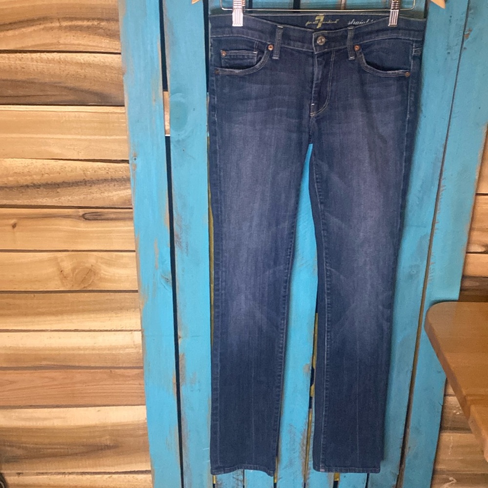 7 For All Mankind low rise Straight leg jeans size 27 inseam 33.5” cuff wear Y2K